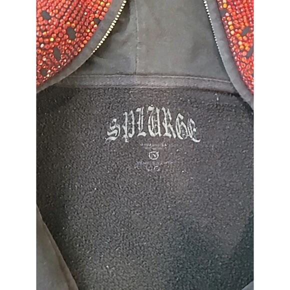 Splurge On X Black Hoodie – Red Rhinestone Hockey Mask – Rare Anime S EUC - Picture 10 of 10